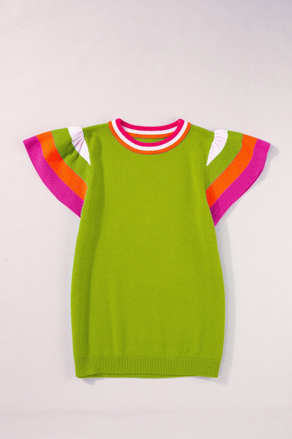 Color Block Round Neck Knit Top - Admiresty