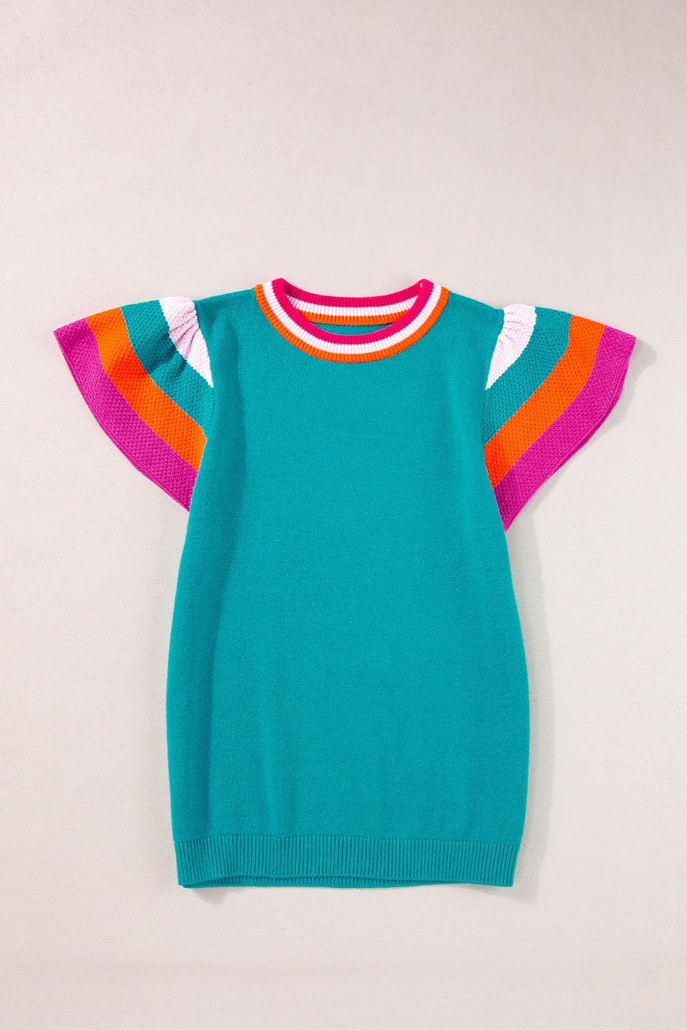 Color Block Round Neck Knit Top - Admiresty