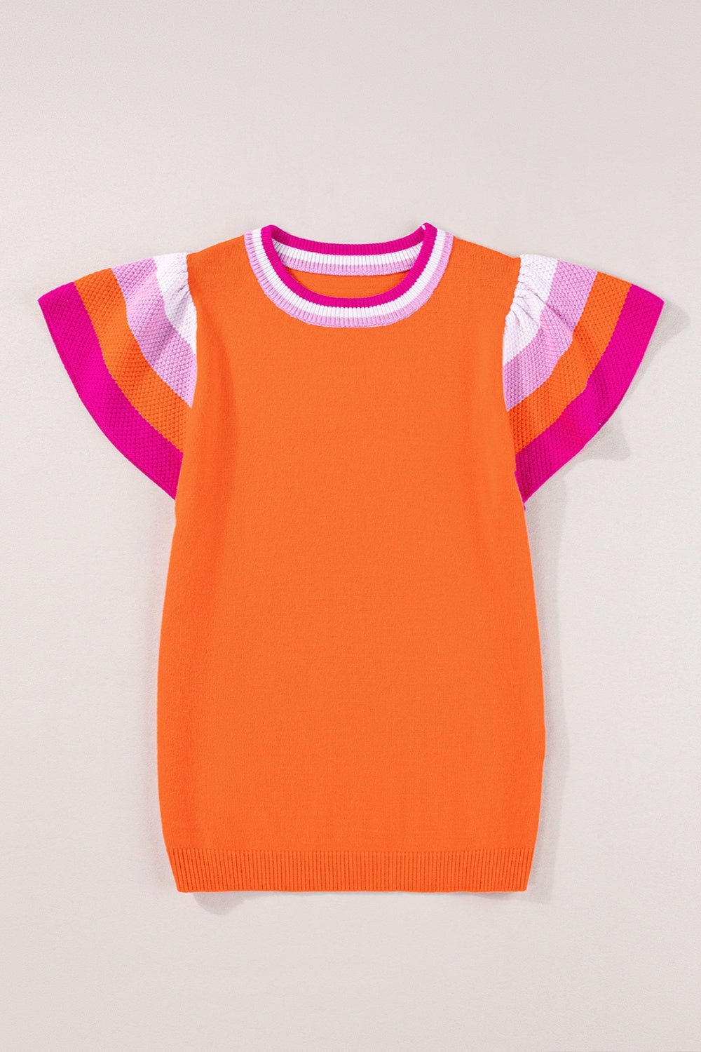 Color Block Round Neck Knit Top - Admiresty