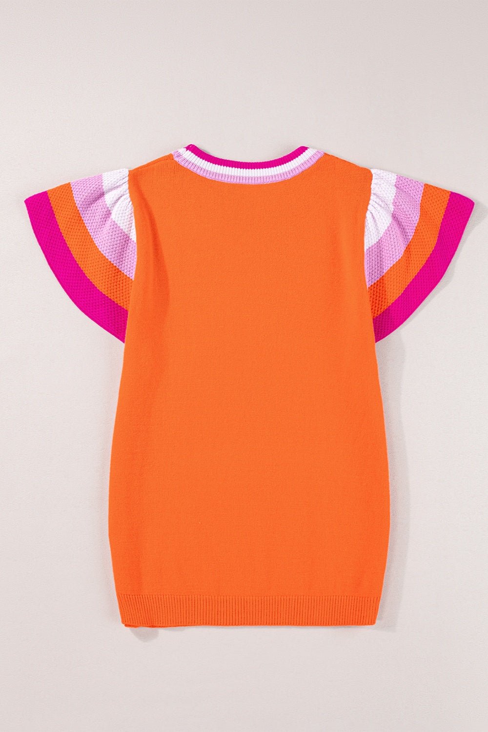 Color Block Round Neck Knit Top - Admiresty