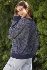 Contrast Round Neck Long Sleeve Sweater - Admiresty