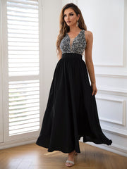 Contrast Sequin Sleeveless Maxi Dress - Admiresty