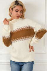 Contrast Turtleneck Long Sleeve Sweater - Admiresty