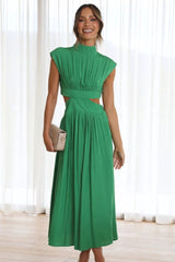 Cutout Mock Neck Sleeveless Ruched Dress - Admiresty