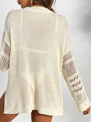 Cutout Notched Long Sleeve Cover - Up - Admiresty