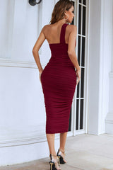 Cutout One - Shoulder Midi Bandage Dress - Admiresty