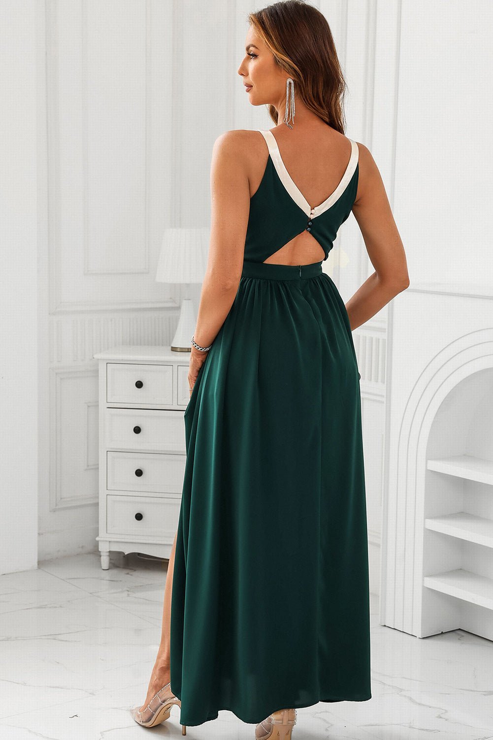 Cutout Ruched Slit Sleeveless Dress - Admiresty