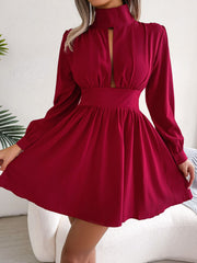 Cutout Turtleneck A - Line Mini Dress - Admiresty