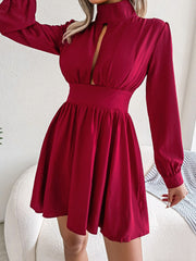 Cutout Turtleneck A - Line Mini Dress - Admiresty