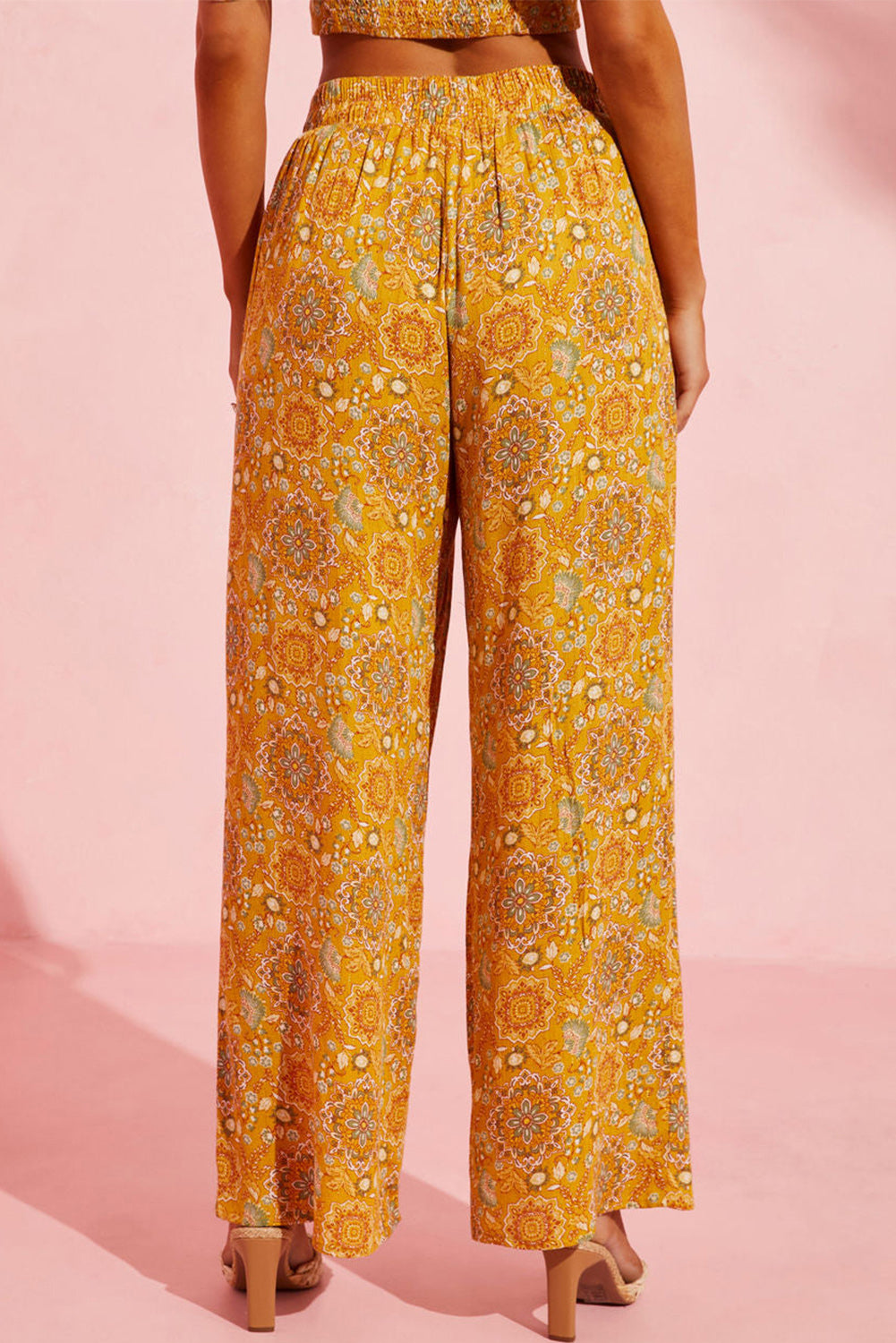 Pocketed Floral Wide Leg Pants