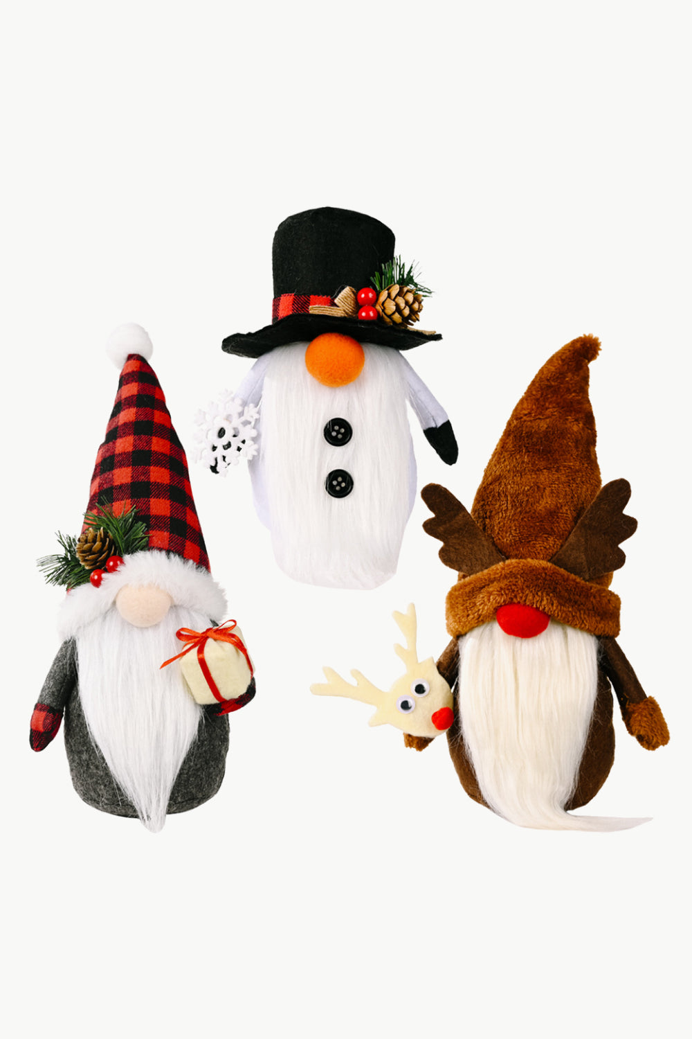 Paquete de 3 gnomos navideños sin rostro