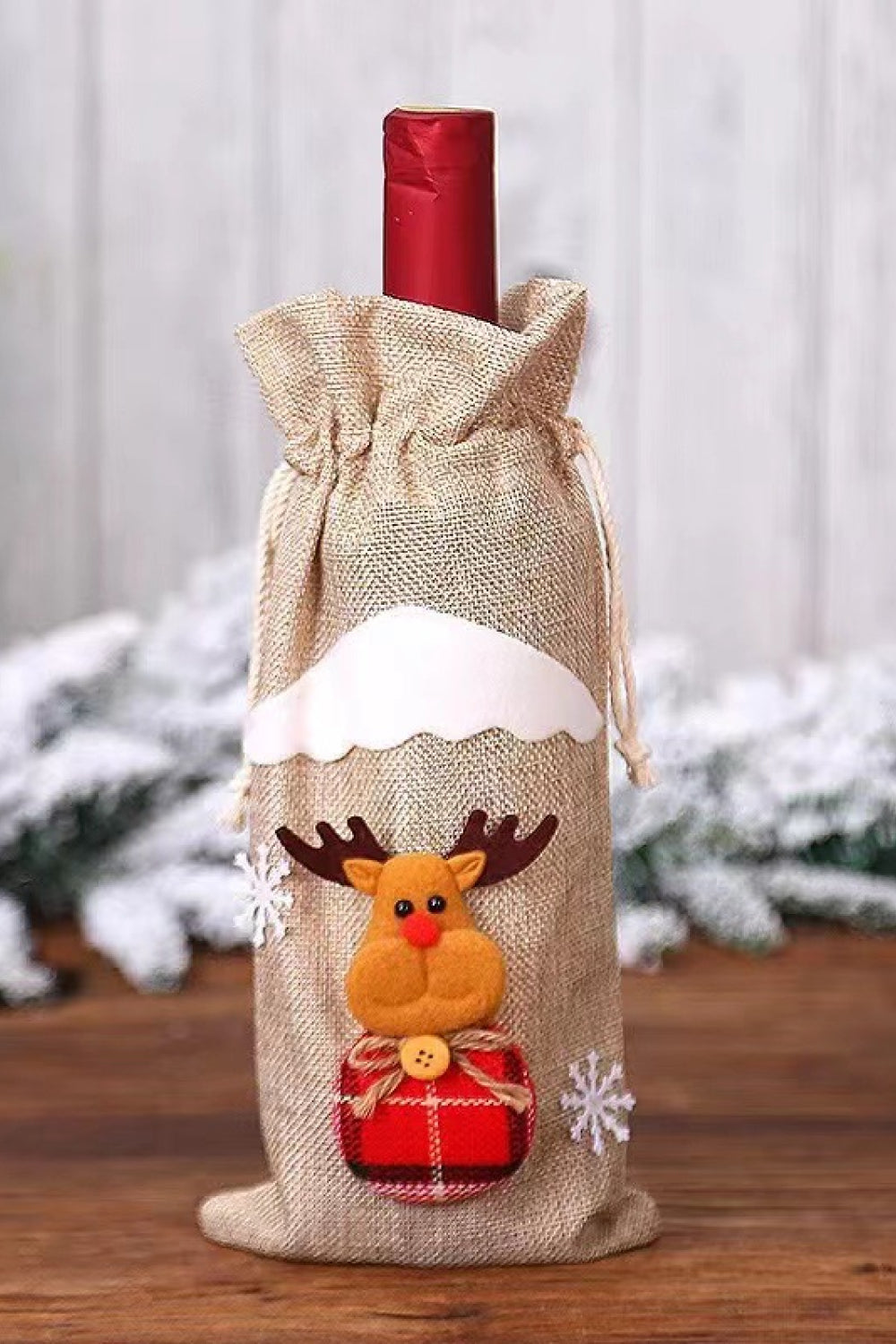 Paquete de 4 fundas para botellas con forma de gnomo navideño