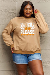 Sudadera con gráfico de tamaño completo "WITCH PLEASE" de Simply Love