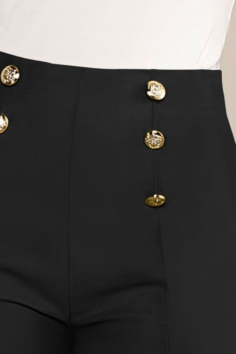 Decorative Button High Waist Shorts - Admiresty