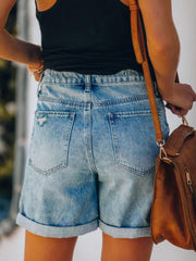 Distressed Denim Shorts with Pockets - Admiresty