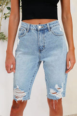 Distressed Pocketed Denim Shorts - Admiresty