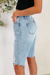 Distressed Pocketed Denim Shorts - Admiresty