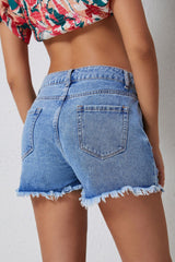 Distressed Raw Hem Denim Shorts - Admiresty