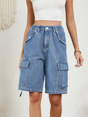 High Waist Denim Shorts with Pockets