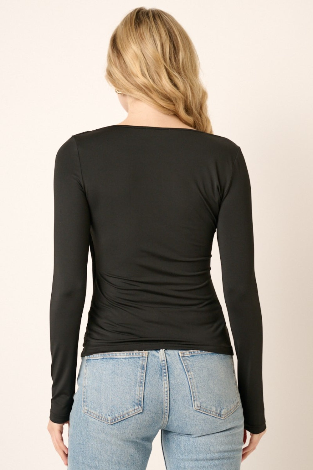 Mittoshop Ruched Long Sleeve Slim Top