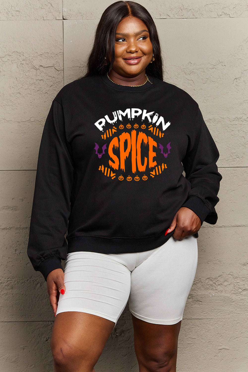 Sudadera con gráfico de calabaza y especias de Simply Love