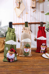 Paquete de 4 fundas para botellas con forma de gnomo navideño