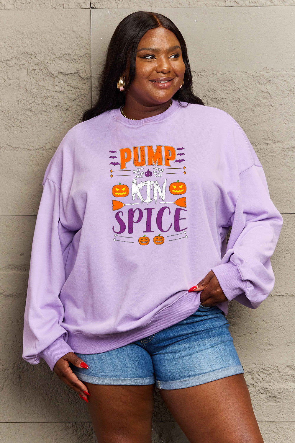 Sudadera con gráfico de calabaza y especias de Simply Love