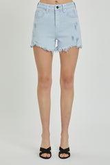 Shorts vaqueros con detalle desgastado y tiro alto de talla grande RISEN