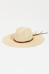 Sombrero tejido de ala ancha con correa de cuerda Fame