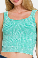 Zenana Washed Ribbed Scoop Neck Wide Strap Tank